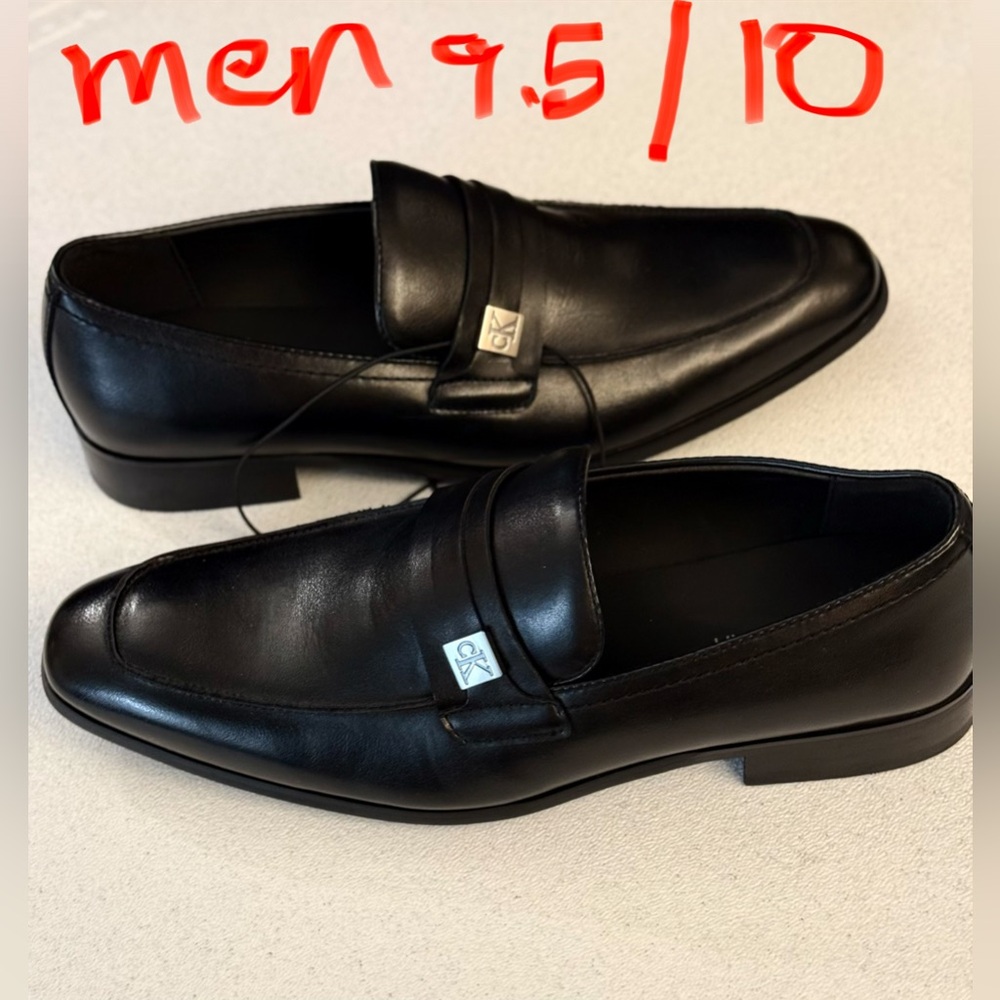 Calvin Klein Black Leather Men's Slip-Ons